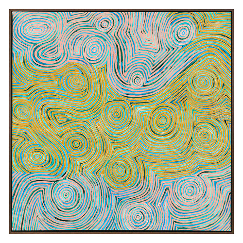Mina Mina Jukurrpa VI Yellow Canvas Wall Art
