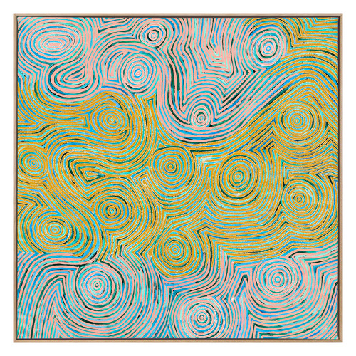 Mina Mina Jukurrpa VI Yellow Canvas Wall Art
