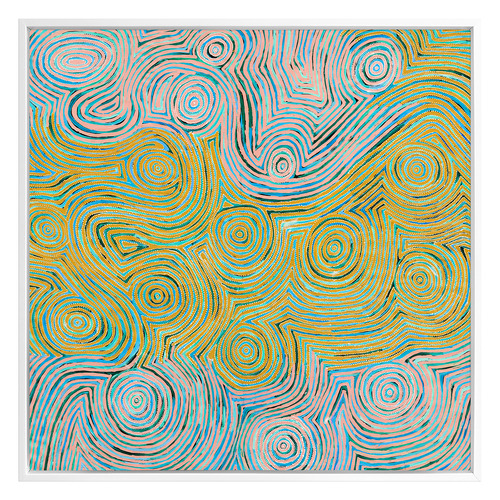Mina Mina Jukurrpa VI Yellow Canvas Wall Art