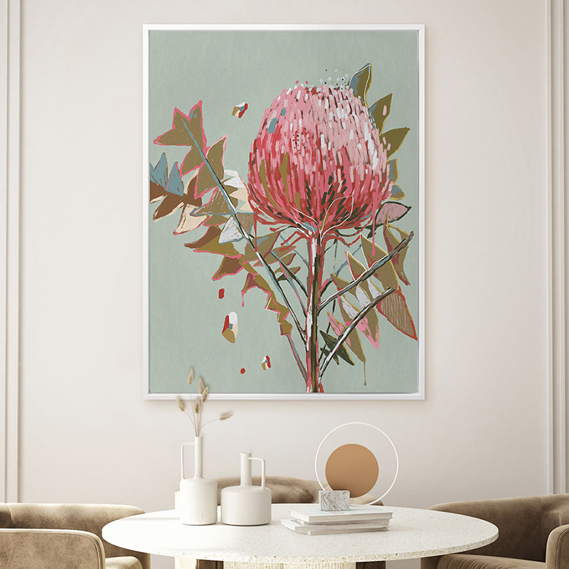 Sage Waratah Canvas Wall Art