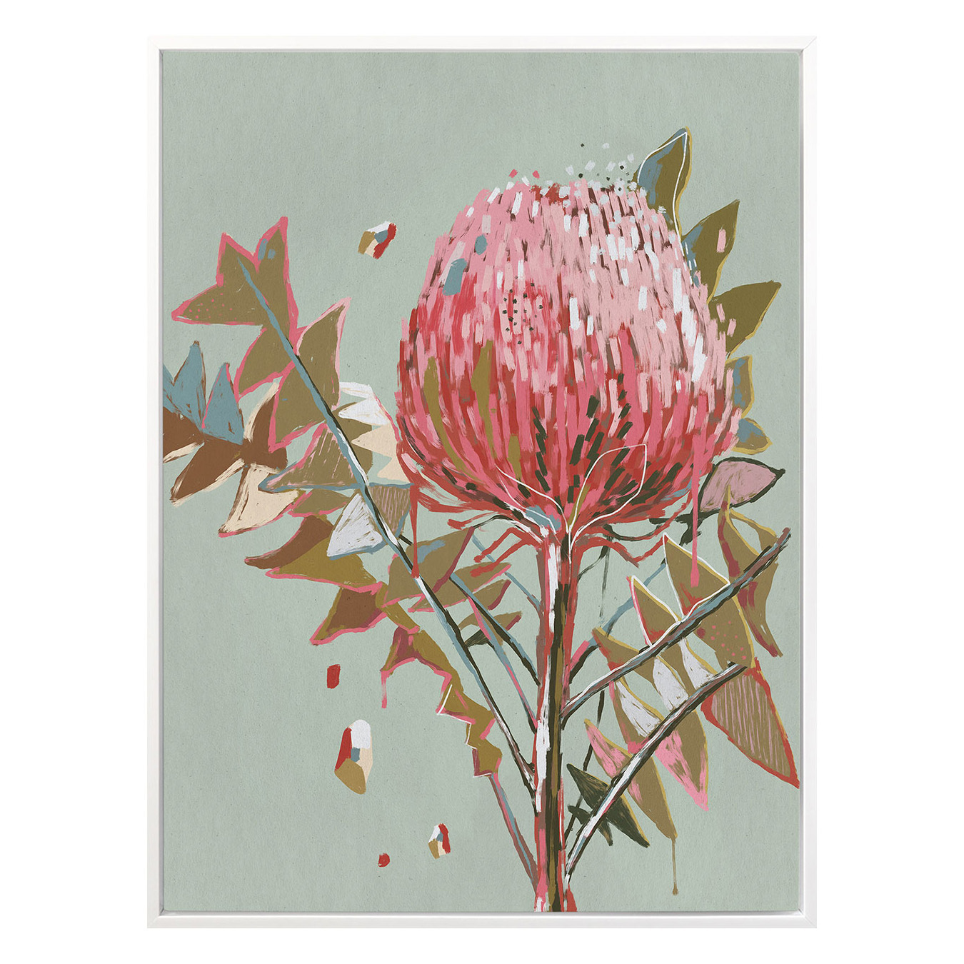 Sage Waratah Canvas Wall Art