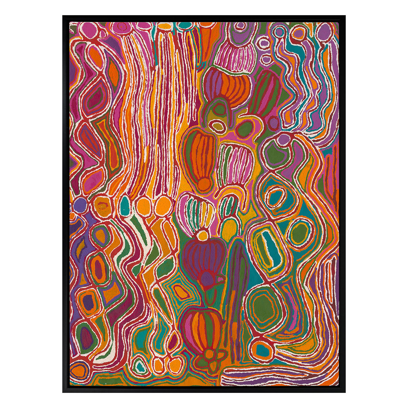 Mina Mina Jukurrpa VIII Pink Canvas Wall Art