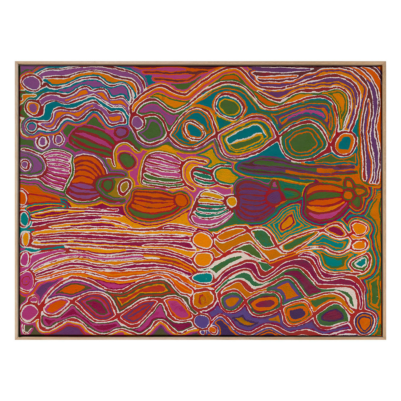 Mina Mina Jukurrpa VIII Pink Canvas Wall Art