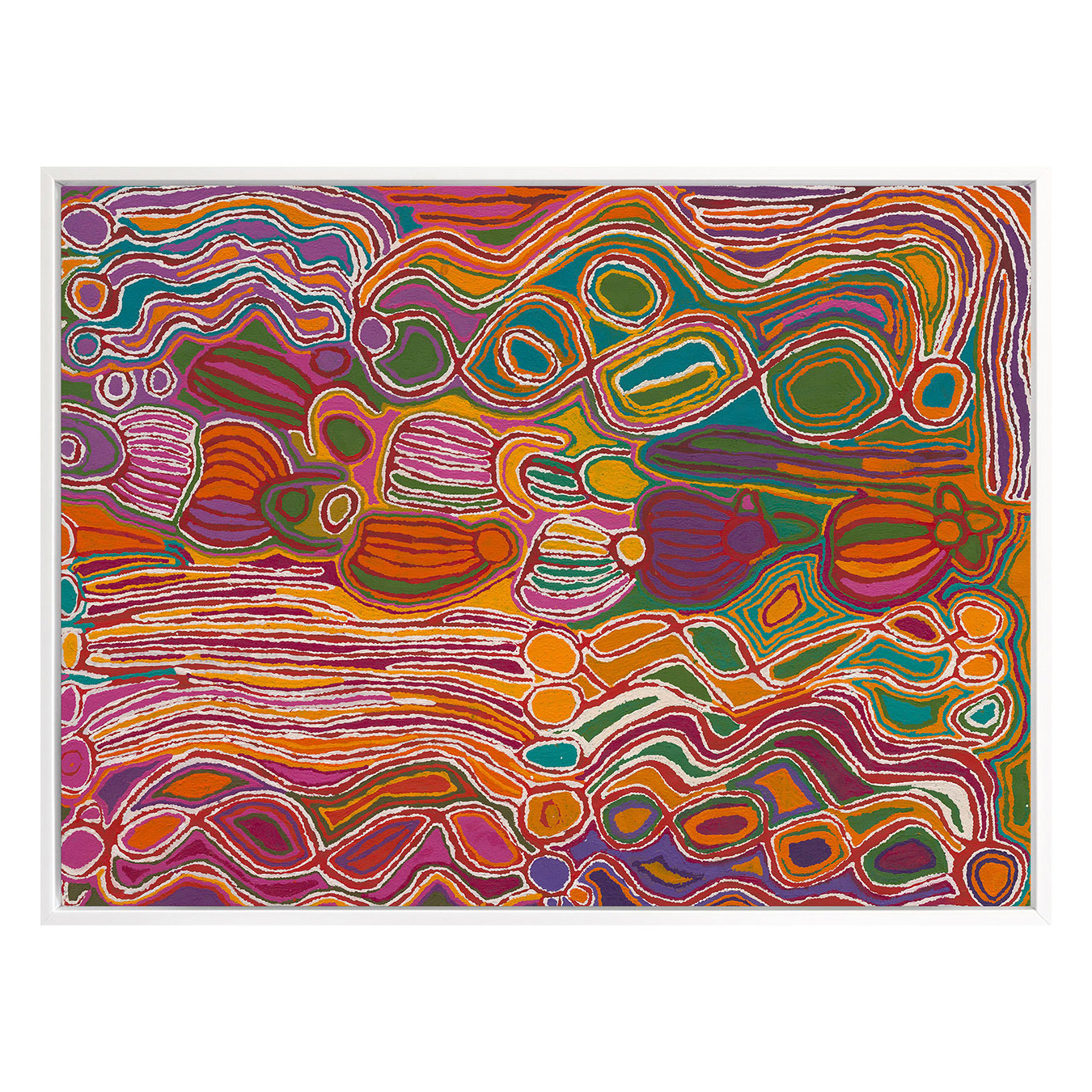 Mina Mina Jukurrpa VIII Pink Canvas Wall Art