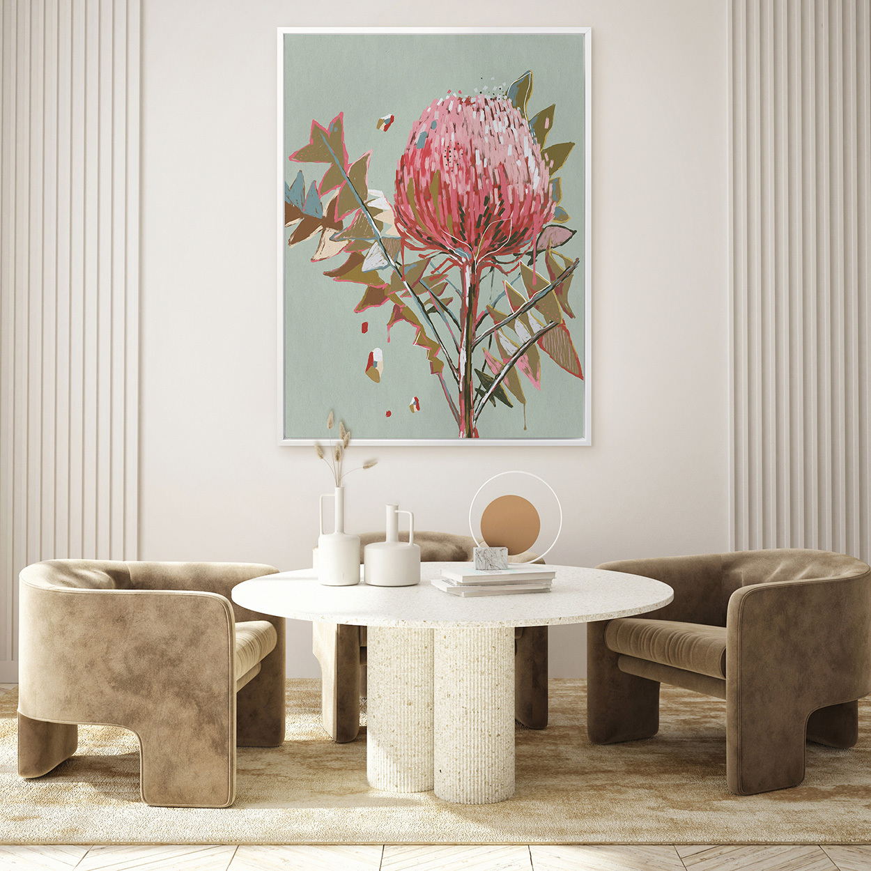 Sage Waratah Canvas Wall Art