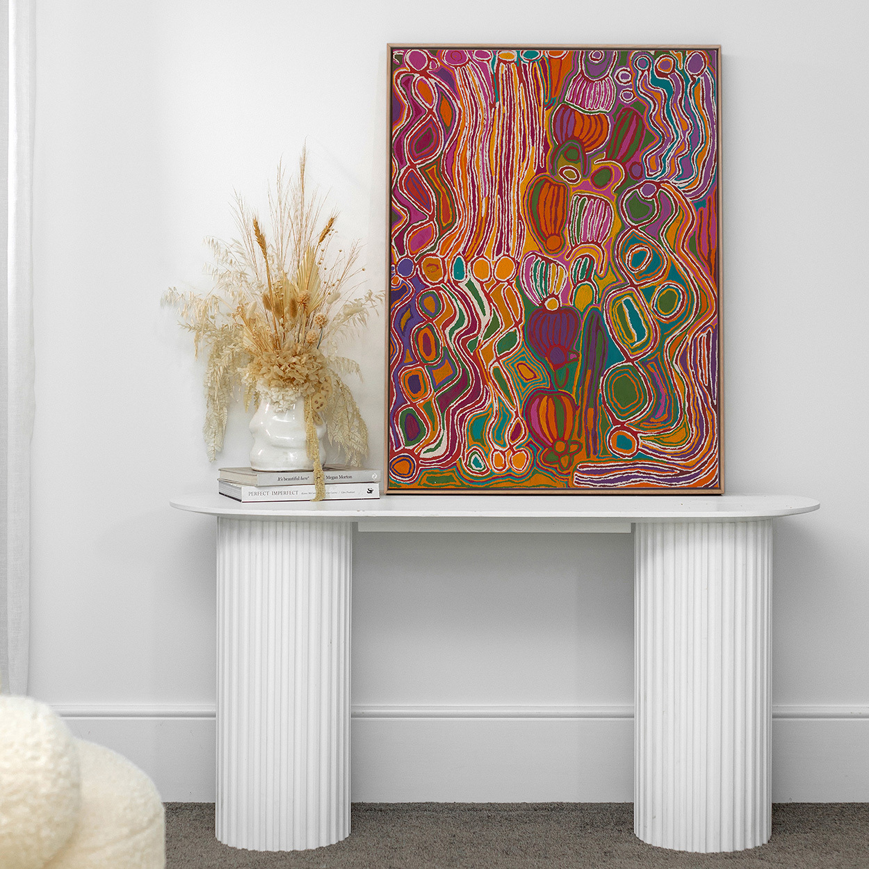 Mina Mina Jukurrpa VIII Pink Canvas Wall Art