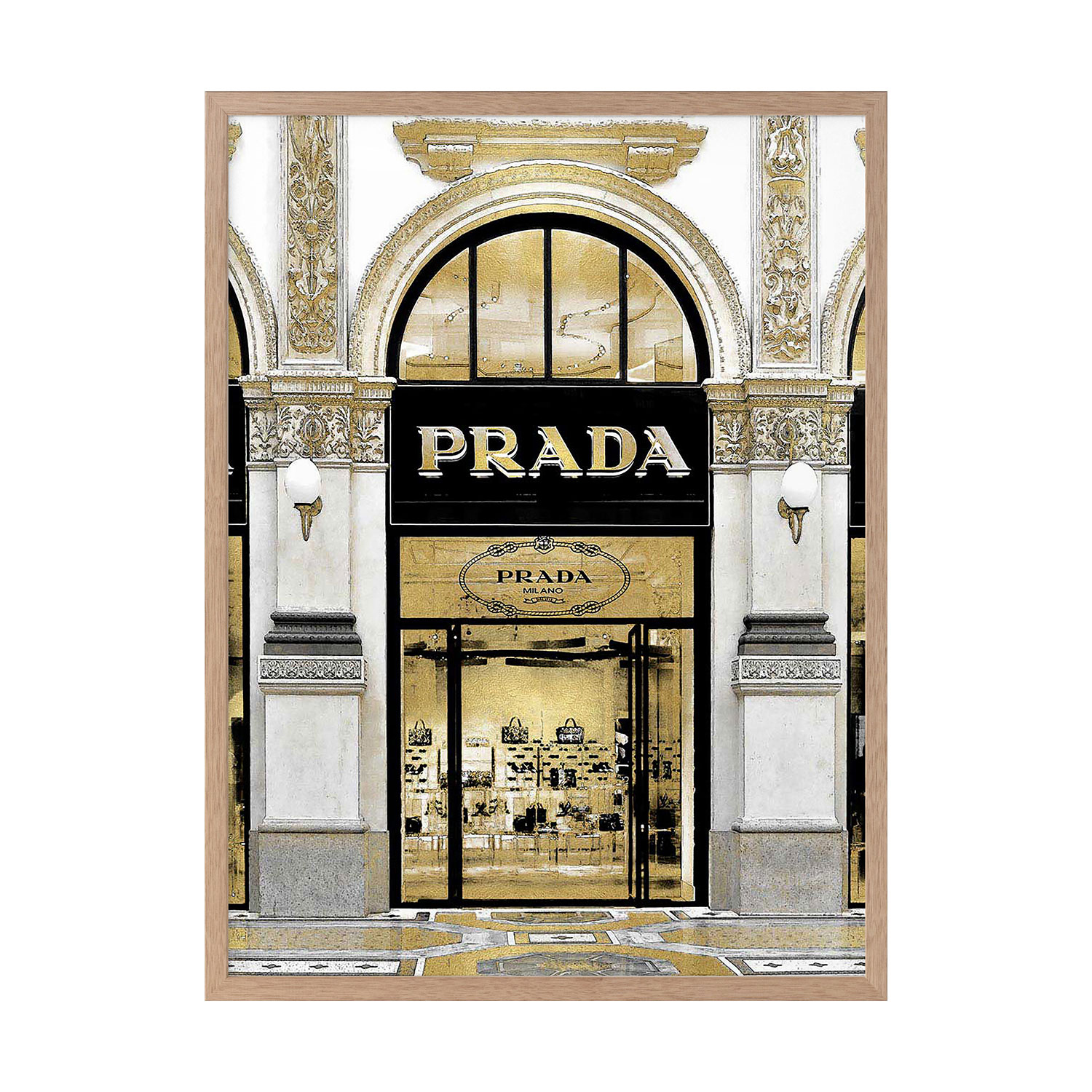 Prada in Gold Printed Wall Art