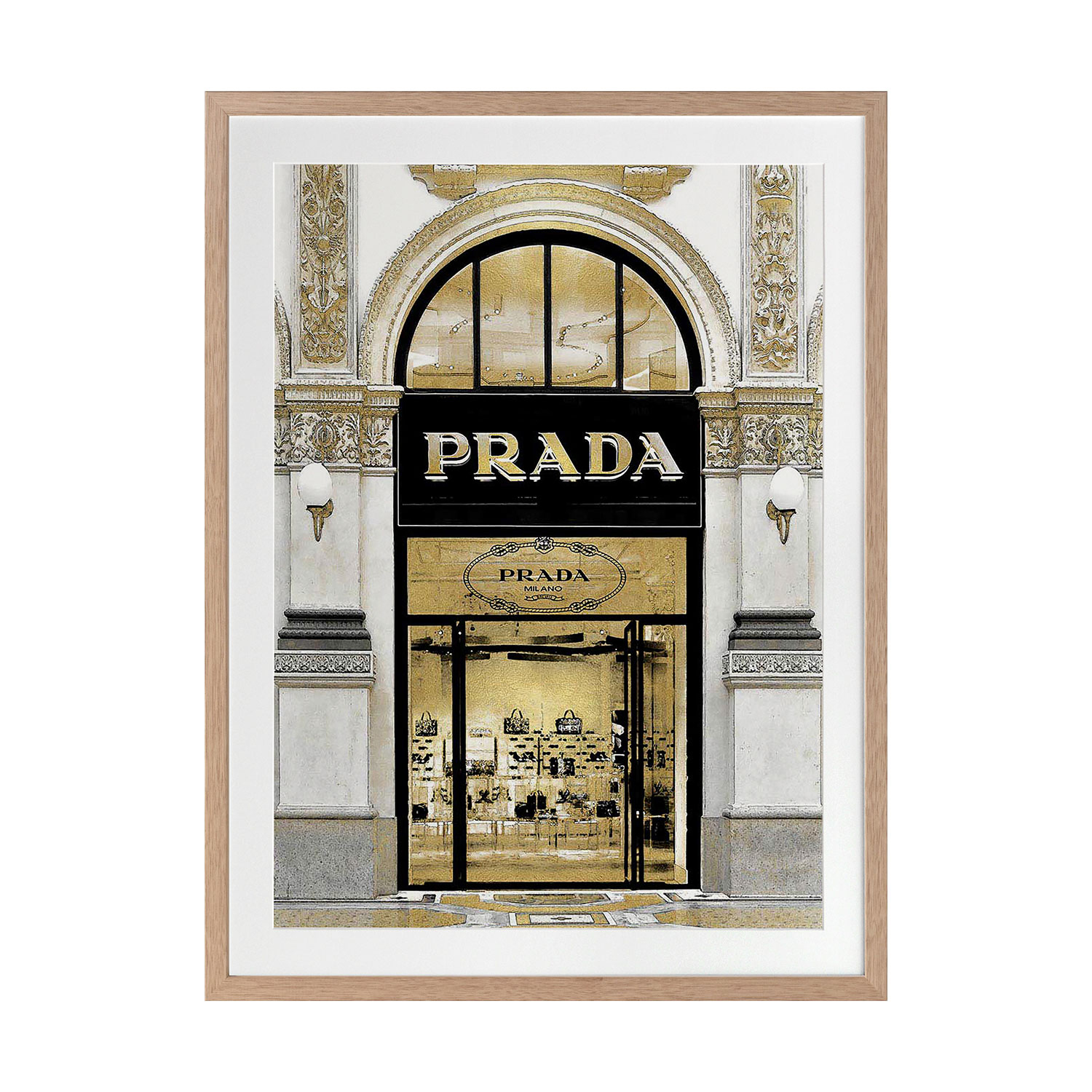Prada in Gold Printed Wall Art