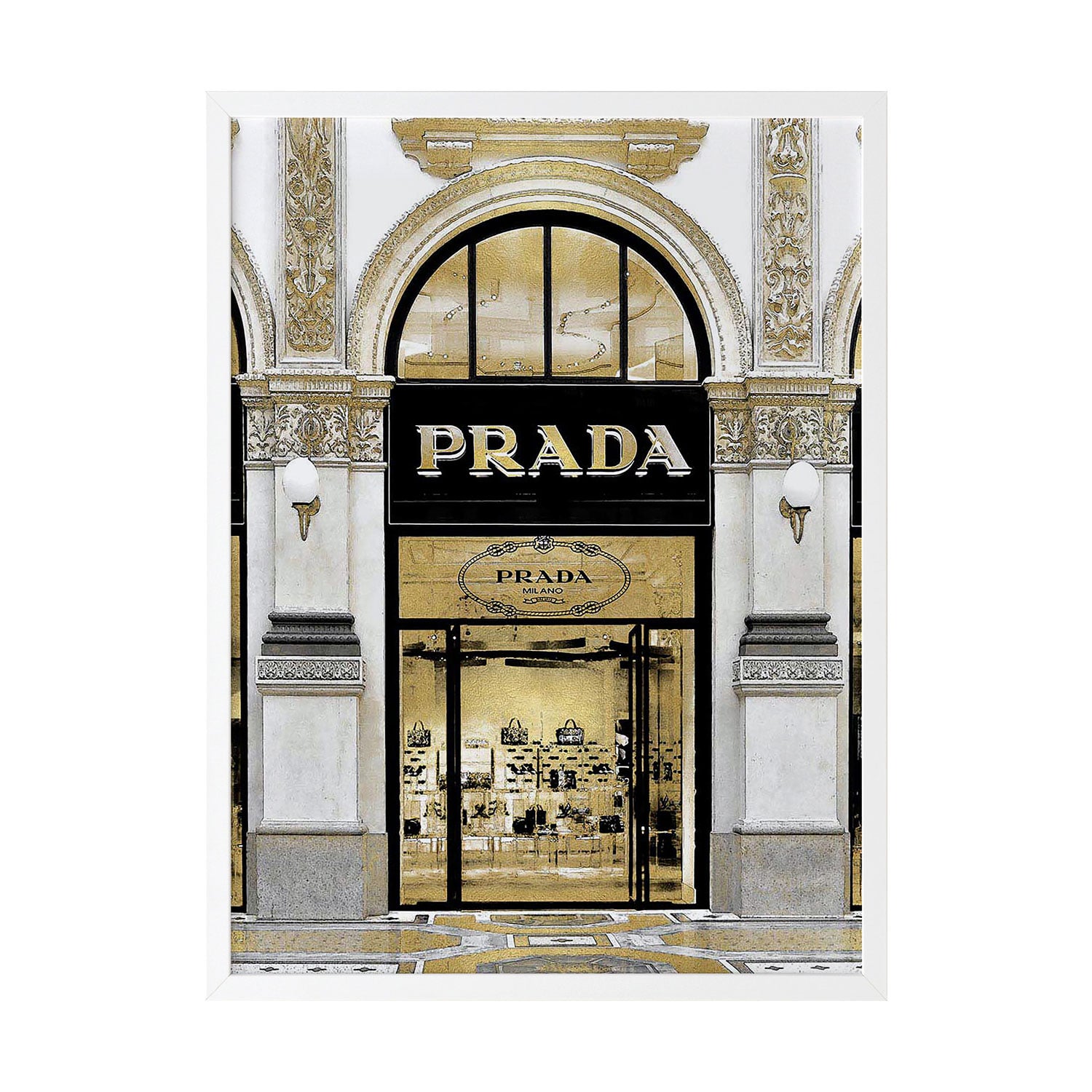 Prada in Gold Printed Wall Art