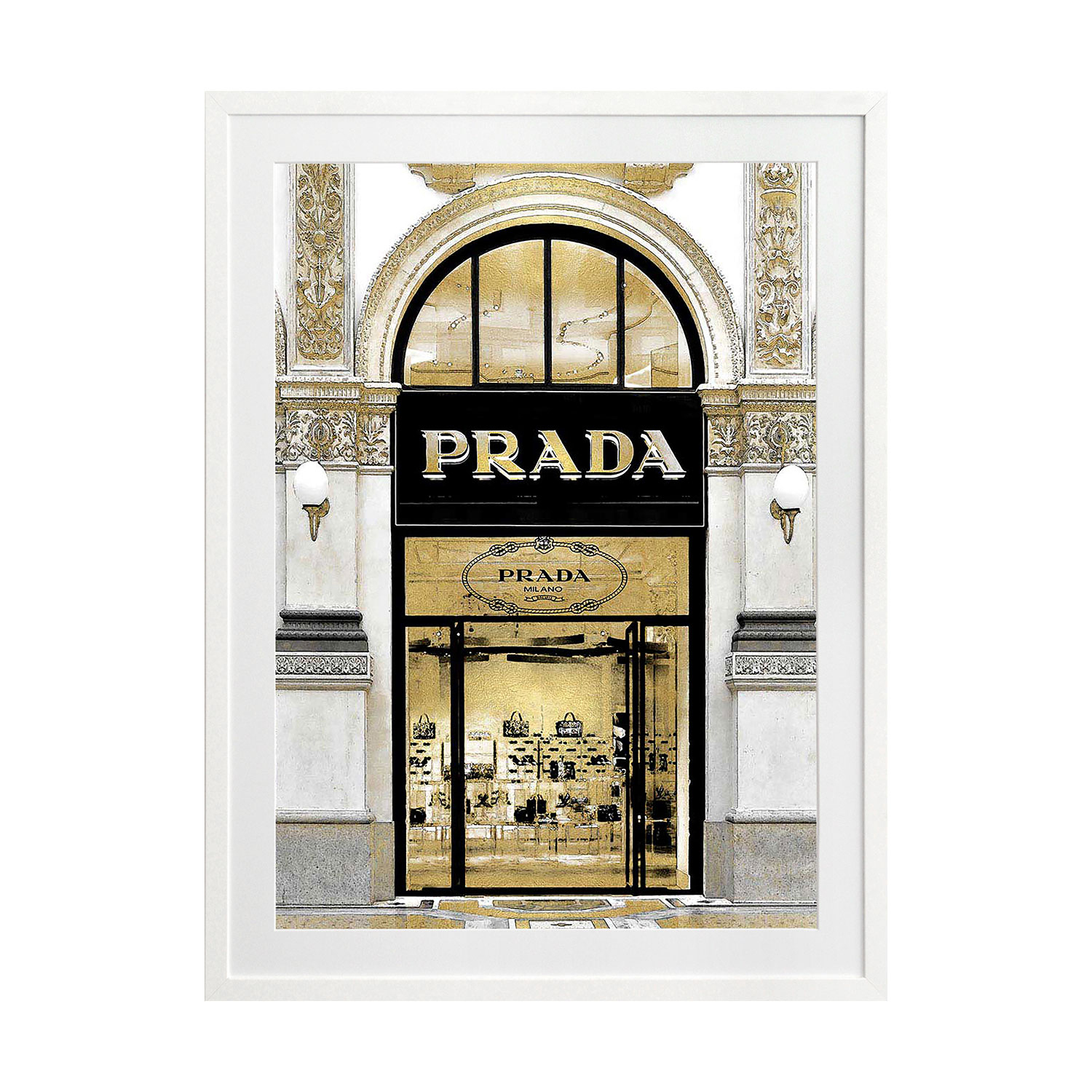 Prada in Gold Printed Wall Art