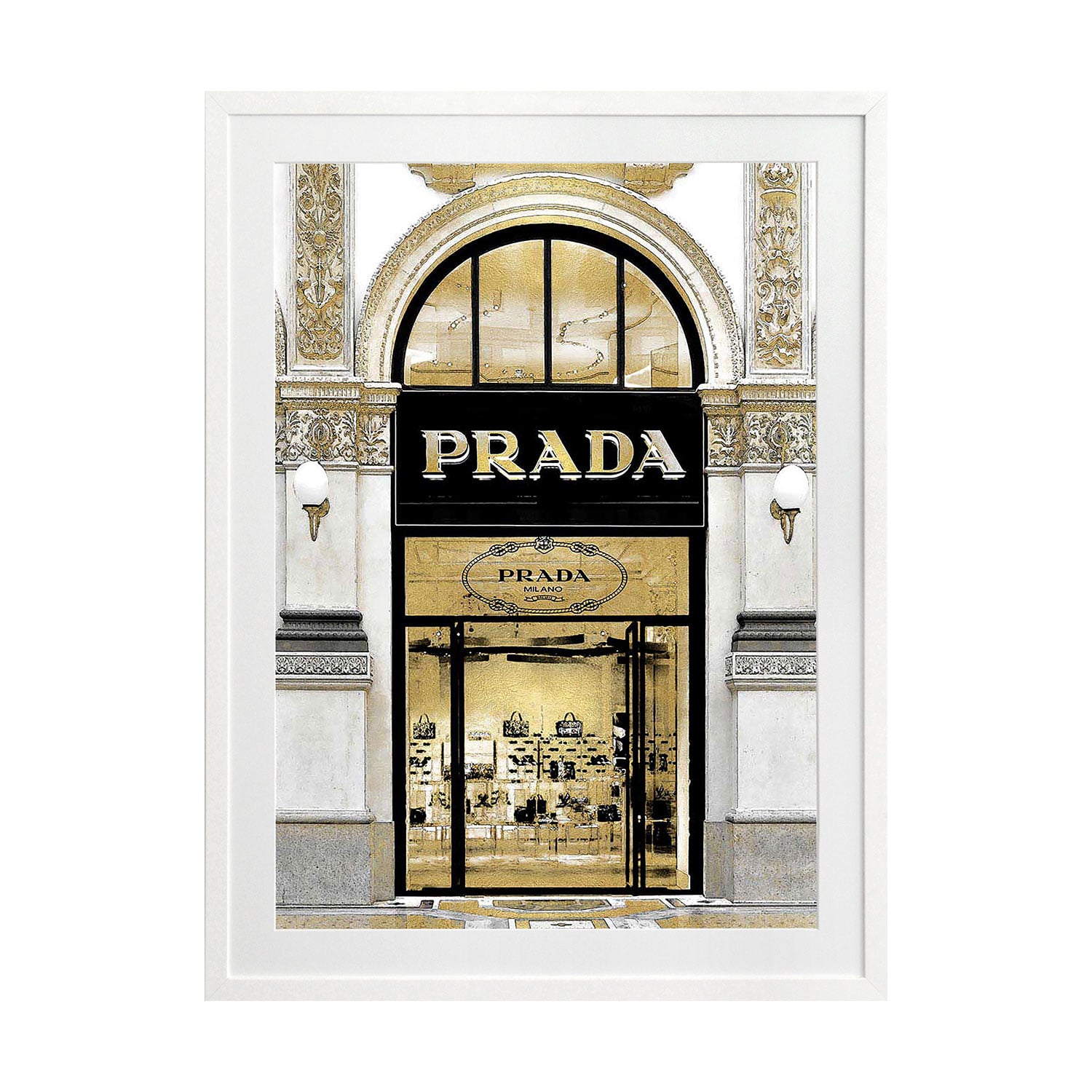 Prada in Gold Printed Wall Art