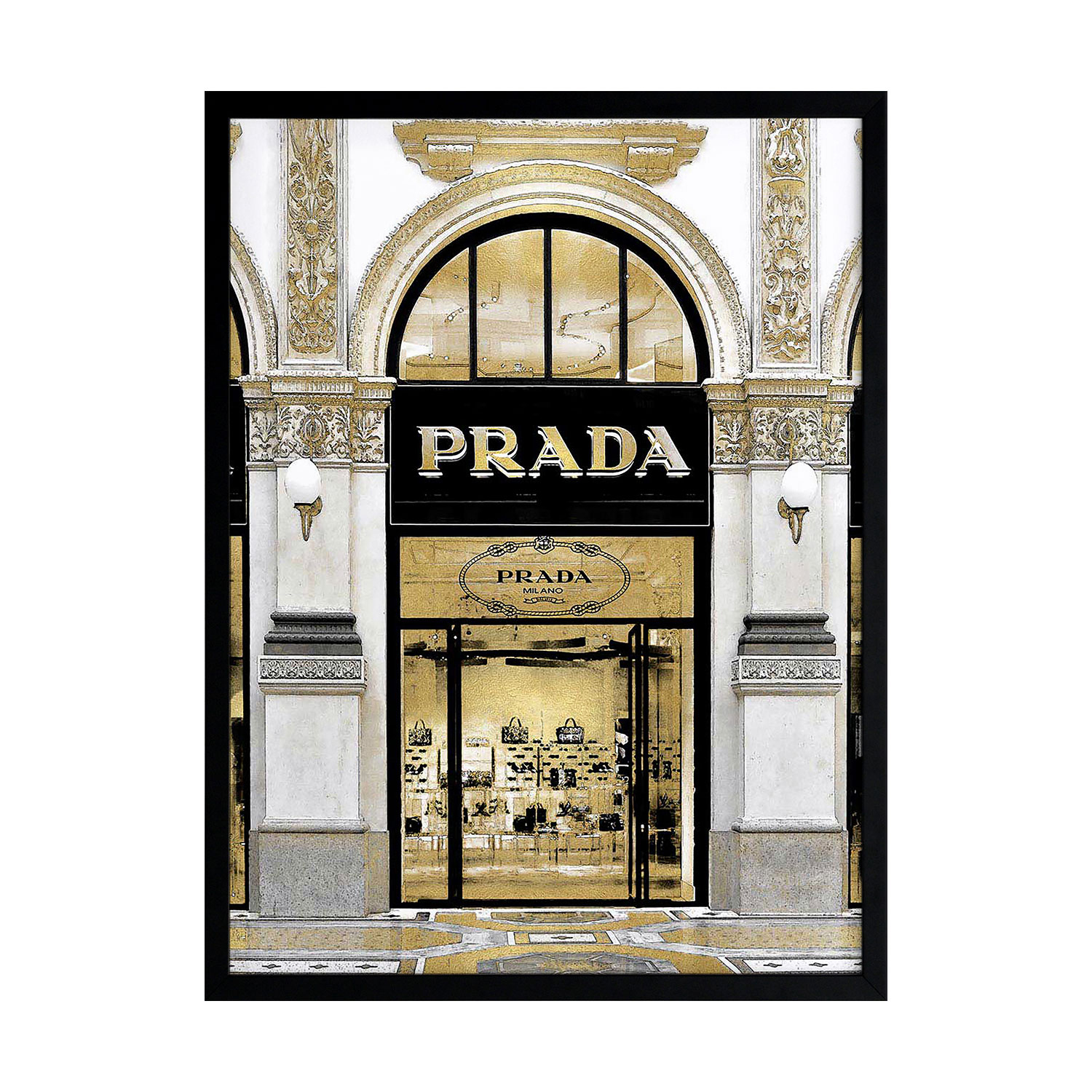 Prada in Gold Printed Wall Art