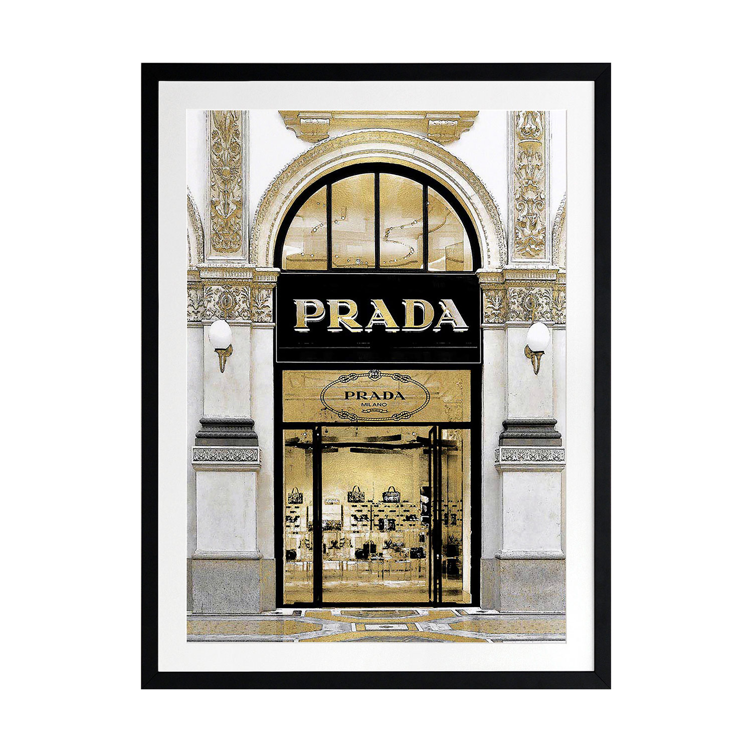 Prada in Gold Printed Wall Art