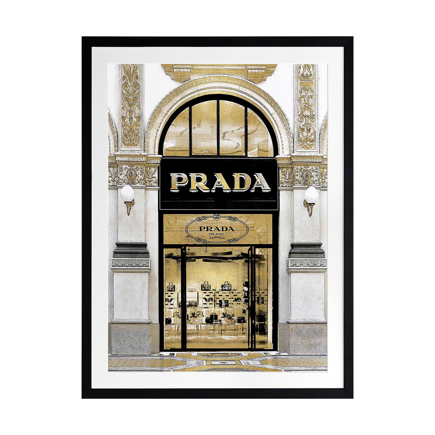 Prada in Gold Printed Wall Art