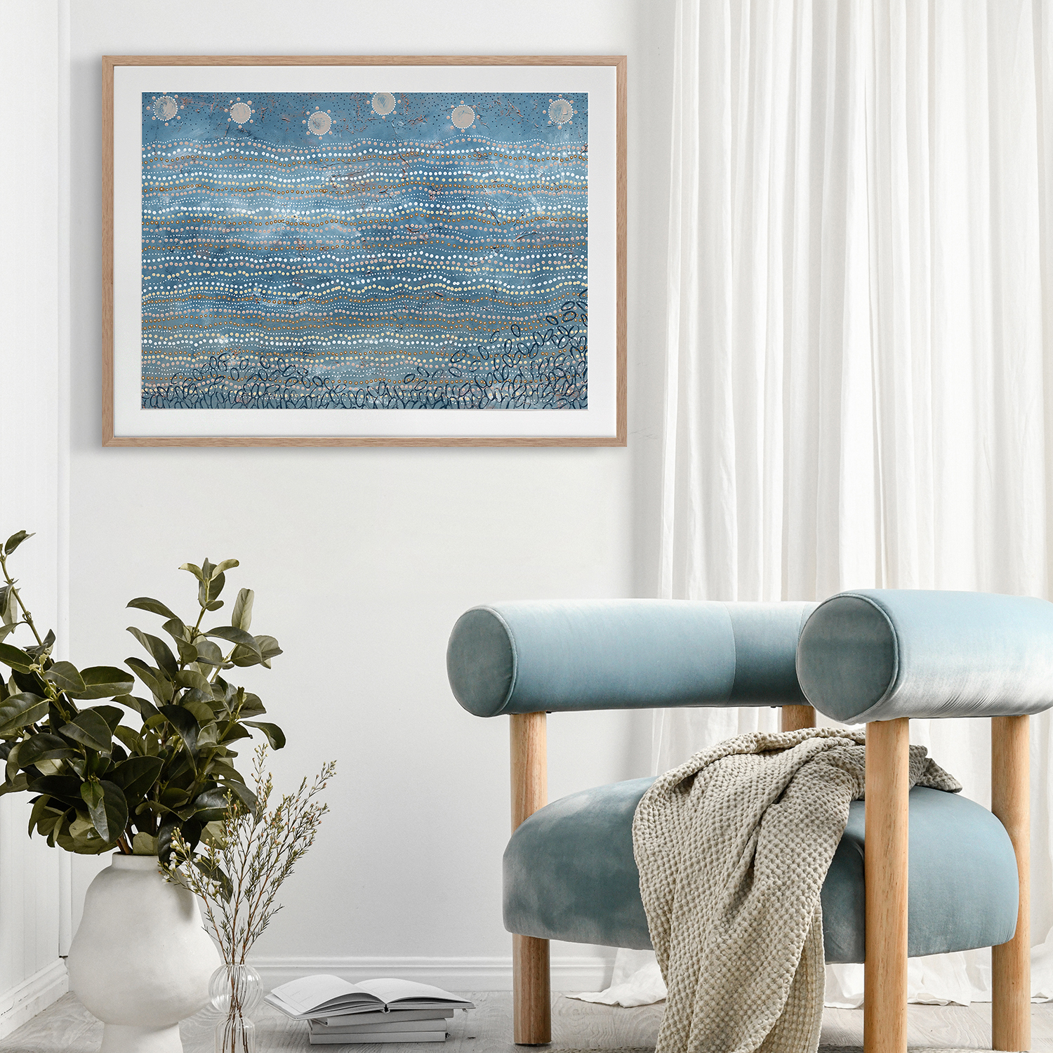 Wubunginya Blue Printed Wall Art
