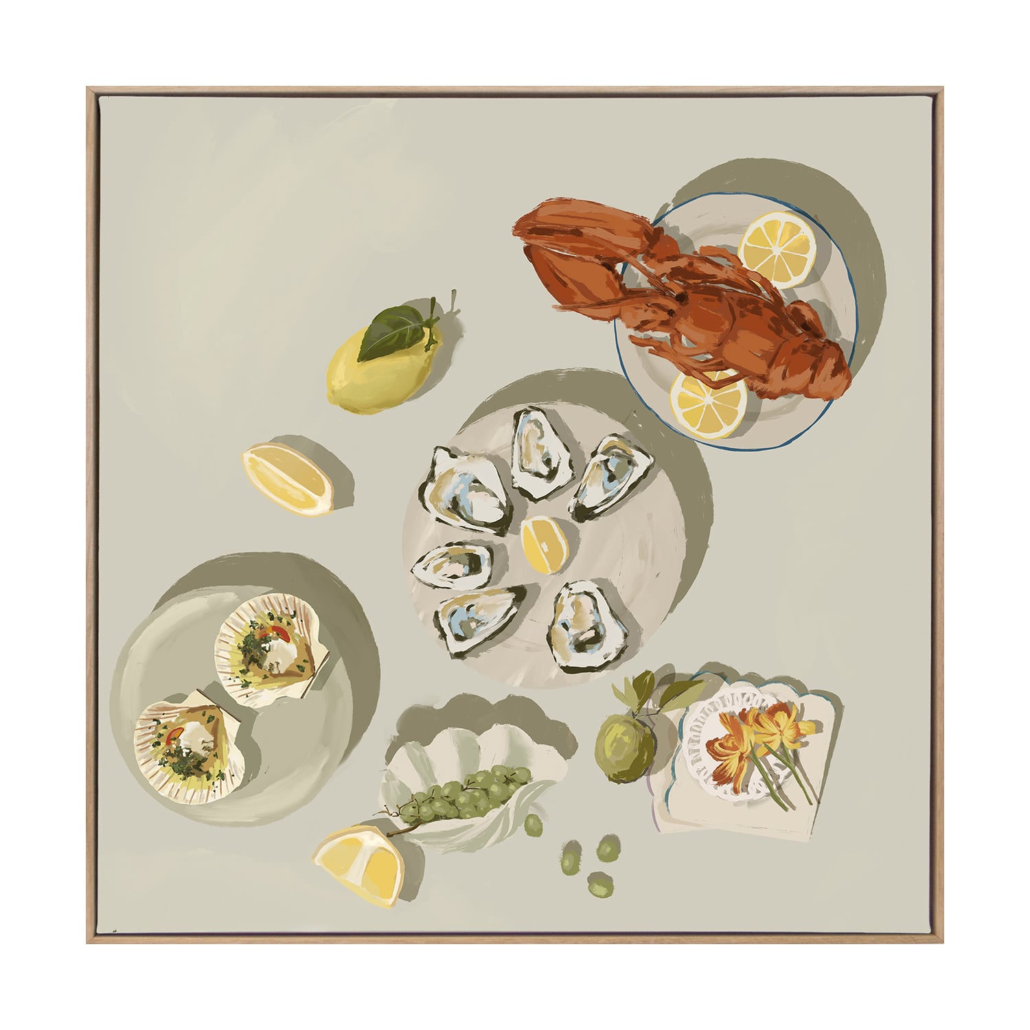 Family Gathering Beige Printed Wall Art