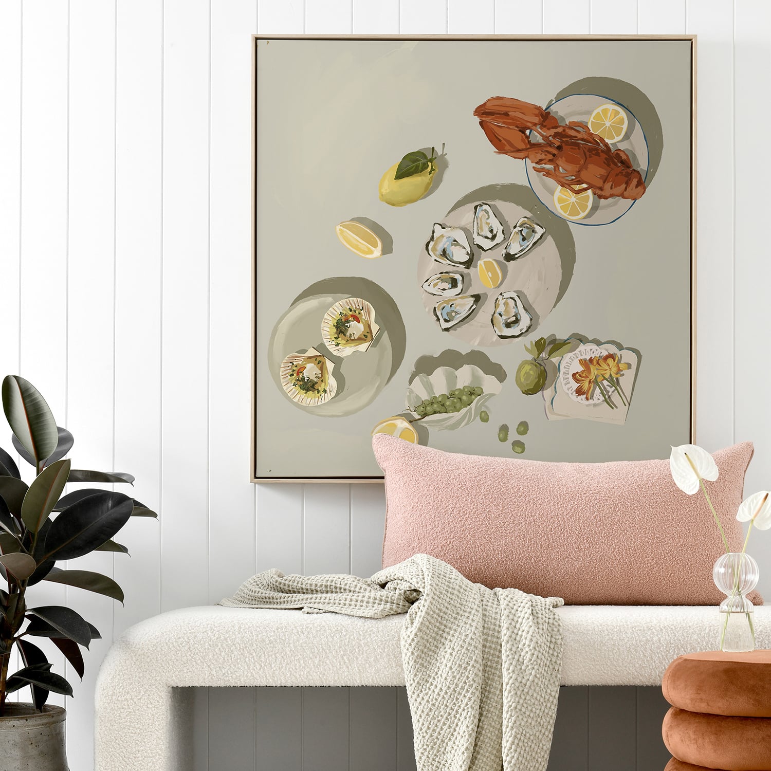 Family Gathering Beige Printed Wall Art