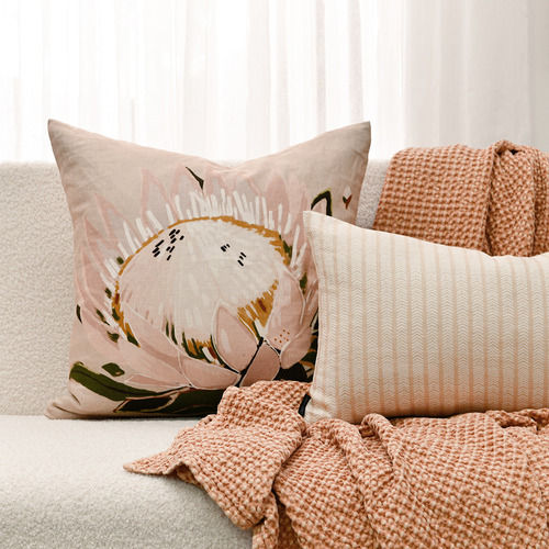 Neutral Protea Linen Cushion | Temple & Webster