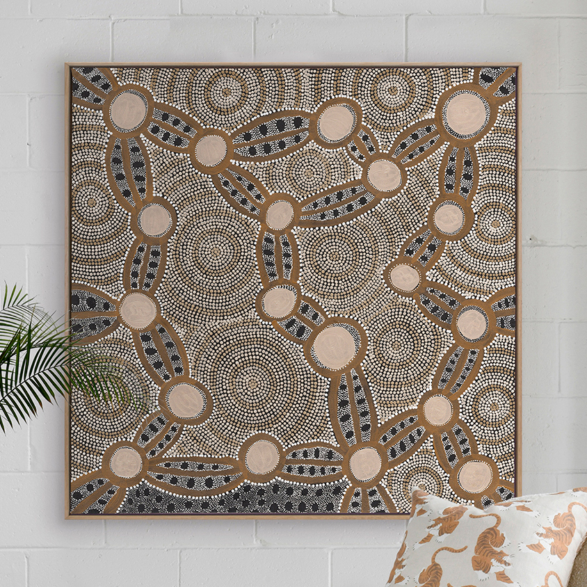 Brown Wanakiji Jukurrpa Printed Wall Art