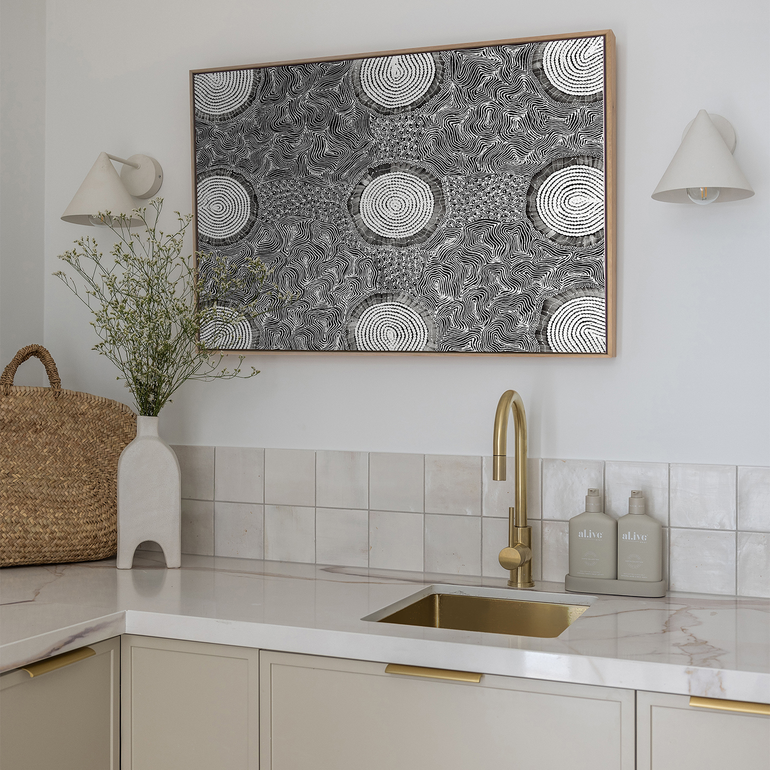 Grey Pikilyi Jukurrpa Printed Wall Art