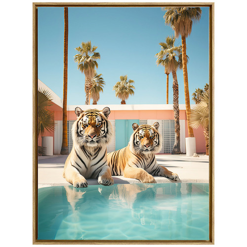 Tiger Retreat Framed Canvas Wall Art