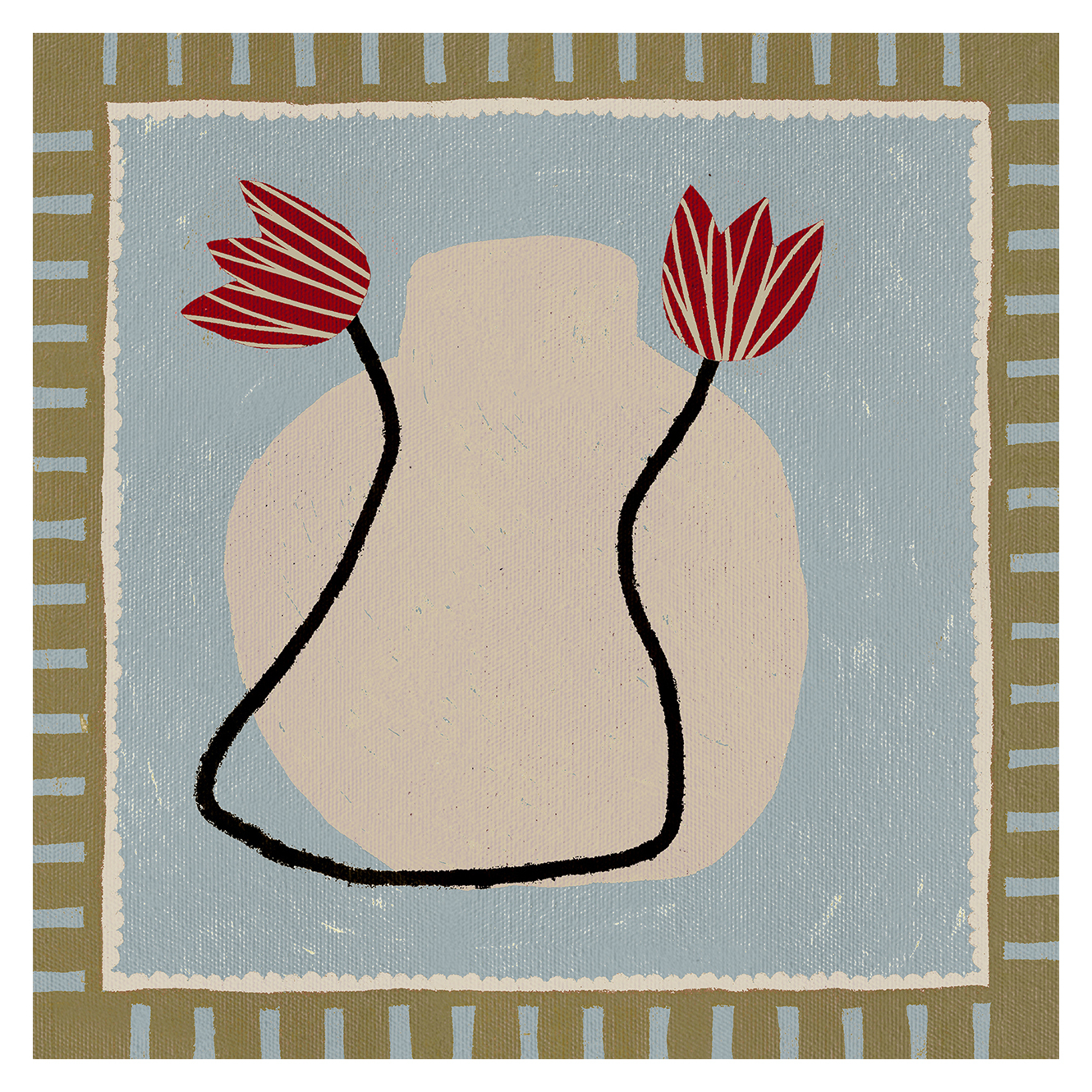 Blue Out of Vase Blooms II Canvas Wall Art