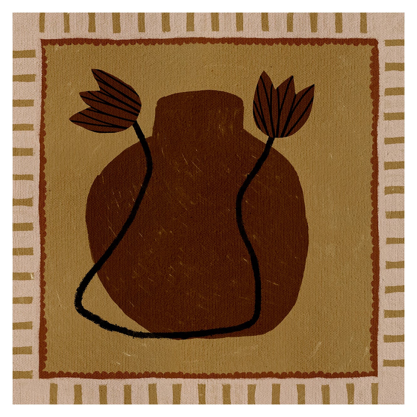 Brown Out of Vase Blooms II Canvas Wall Art