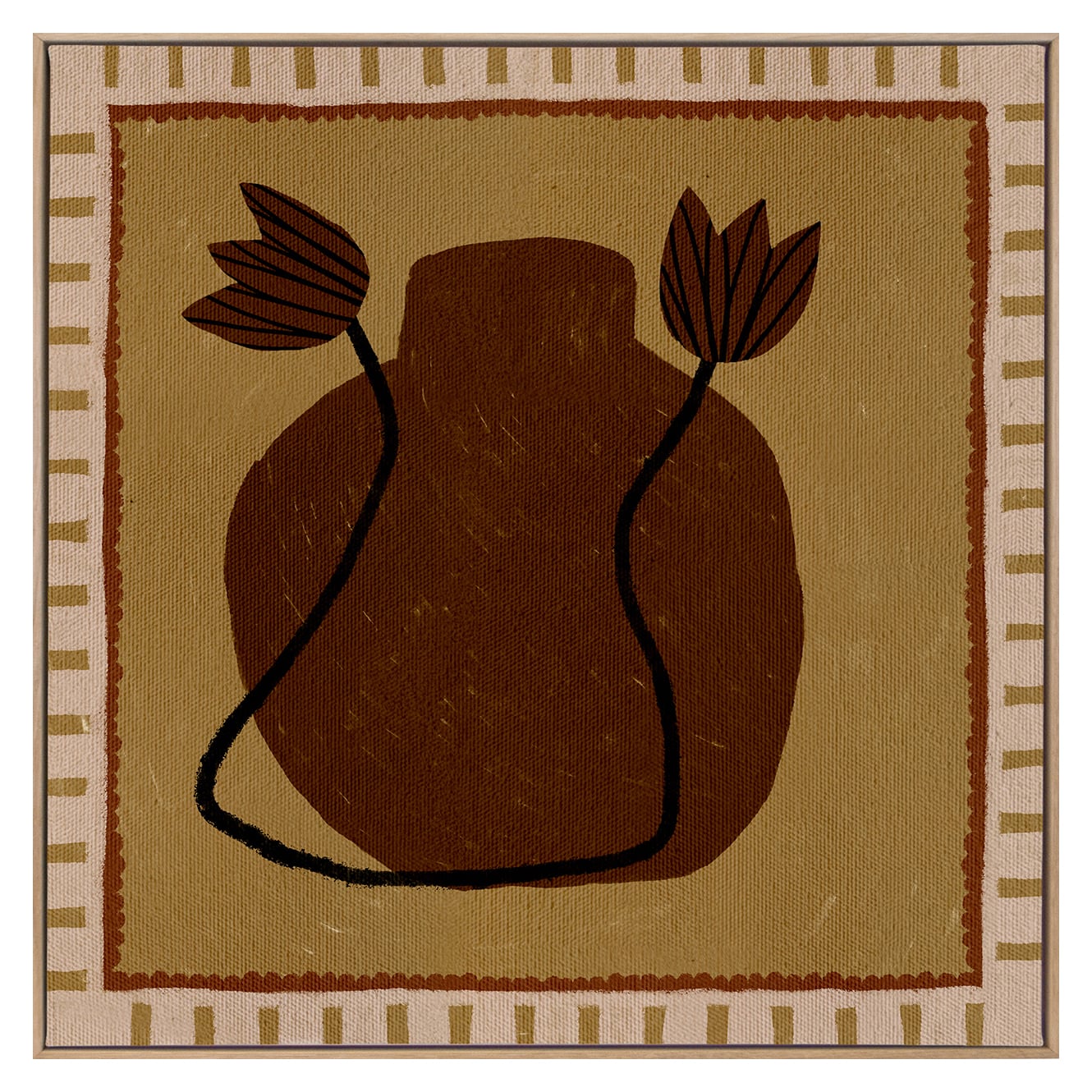 Brown Out of Vase Blooms II Canvas Wall Art