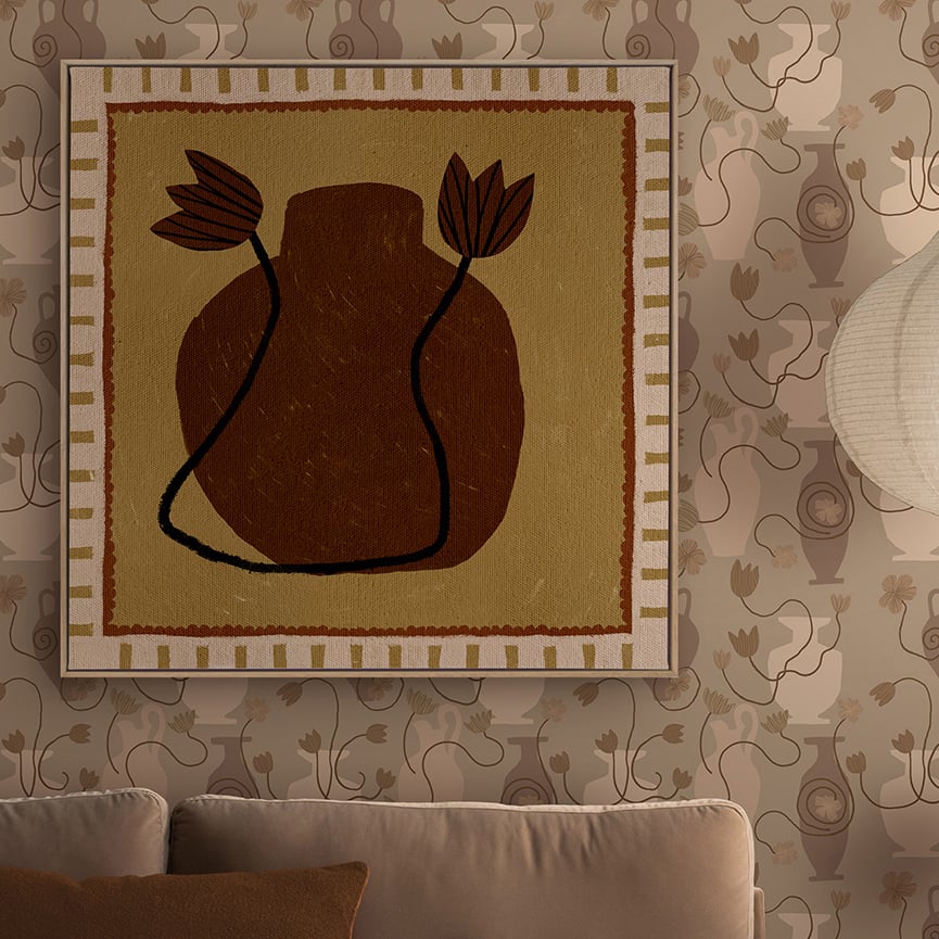 Brown Out of Vase Blooms II Canvas Wall Art