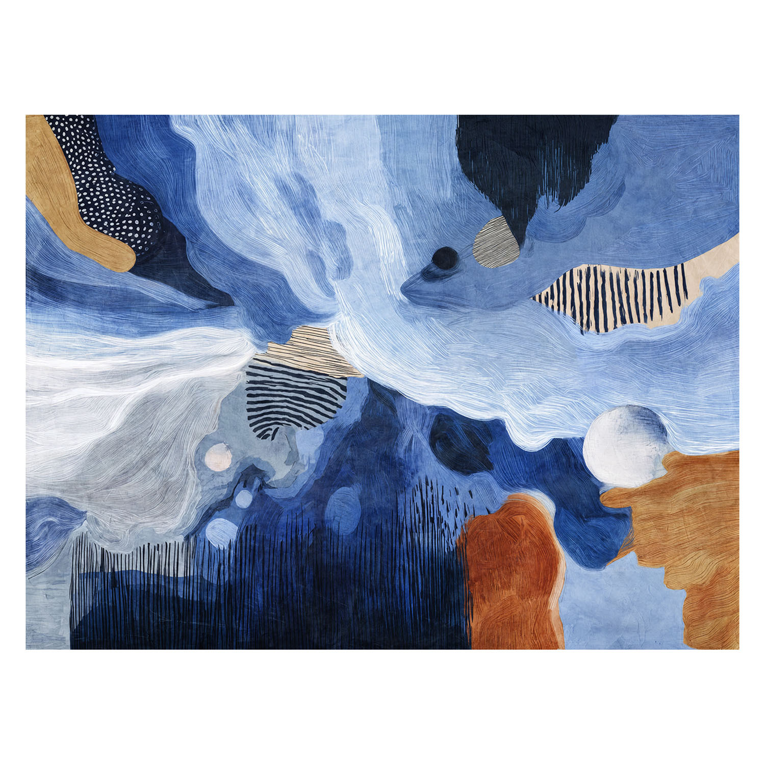 Indigo Current I Canvas Wall Art