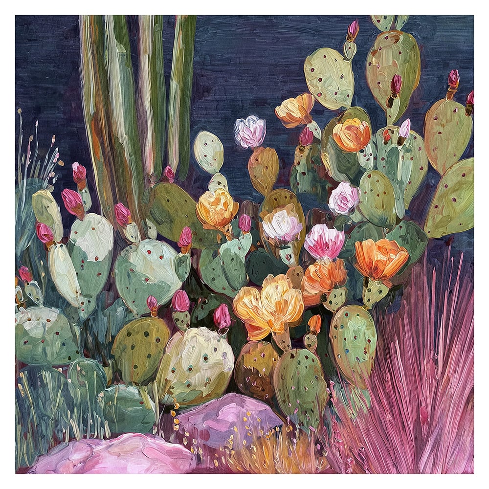 Moonlit Prickly Pears Canvas Wall Art