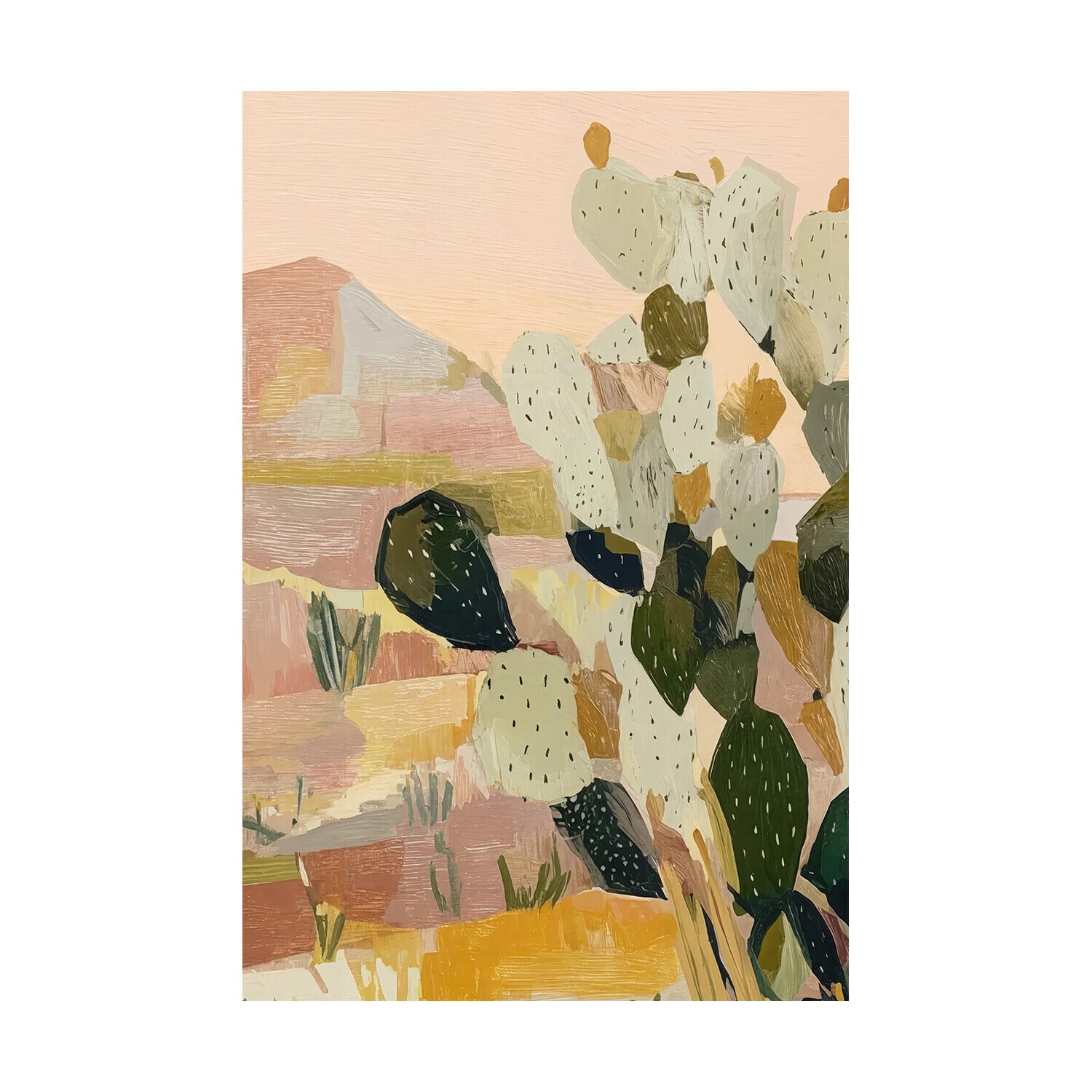 Cactus Patchwork Framed Canvas Wall Art