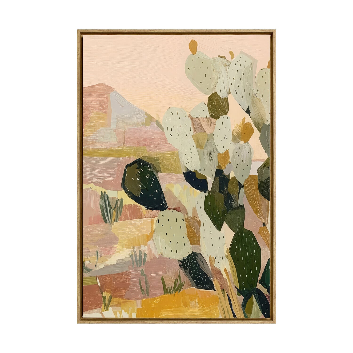 Cactus Patchwork Framed Canvas Wall Art