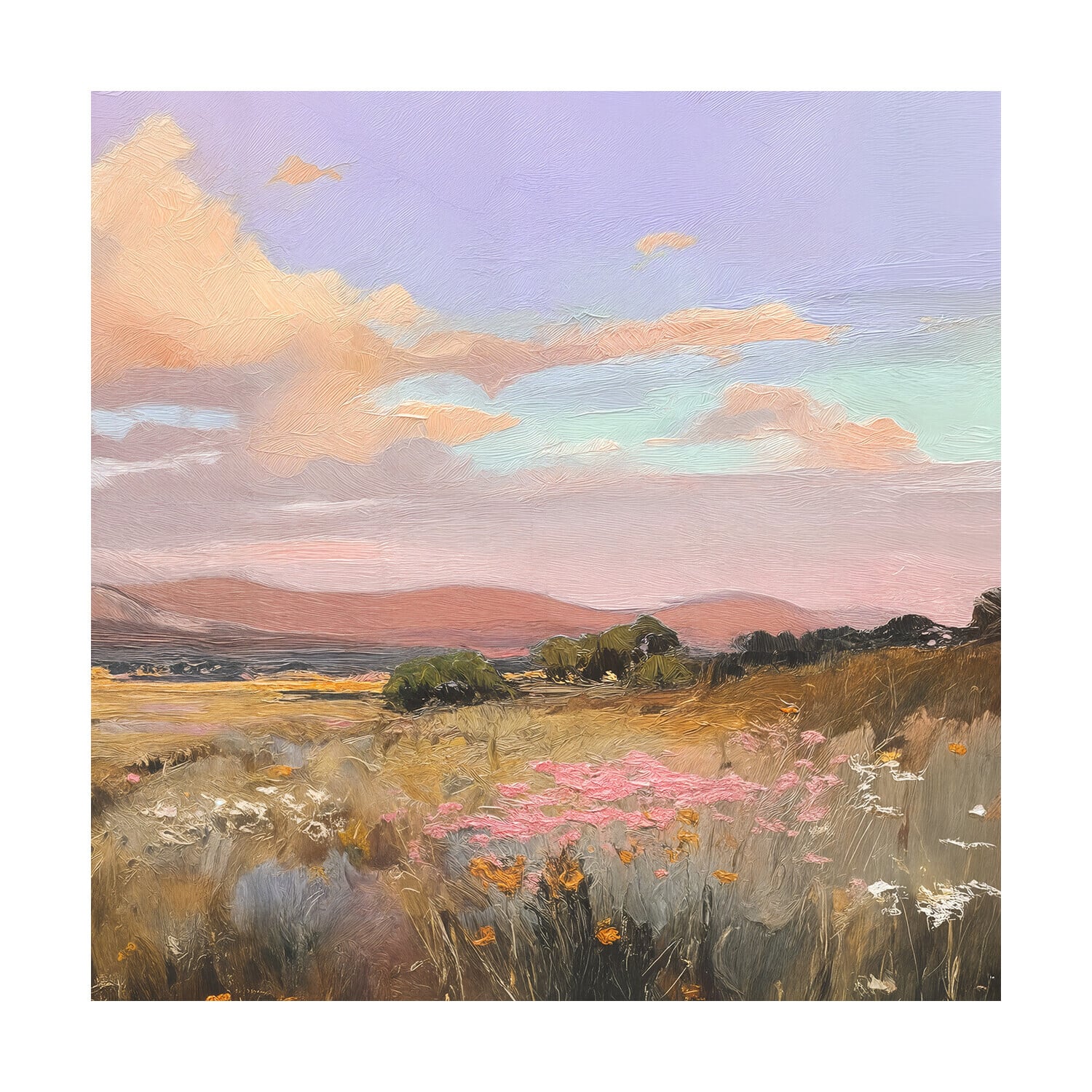 Lavender Skies & Hazy Fields Framed Canvas Wall Art