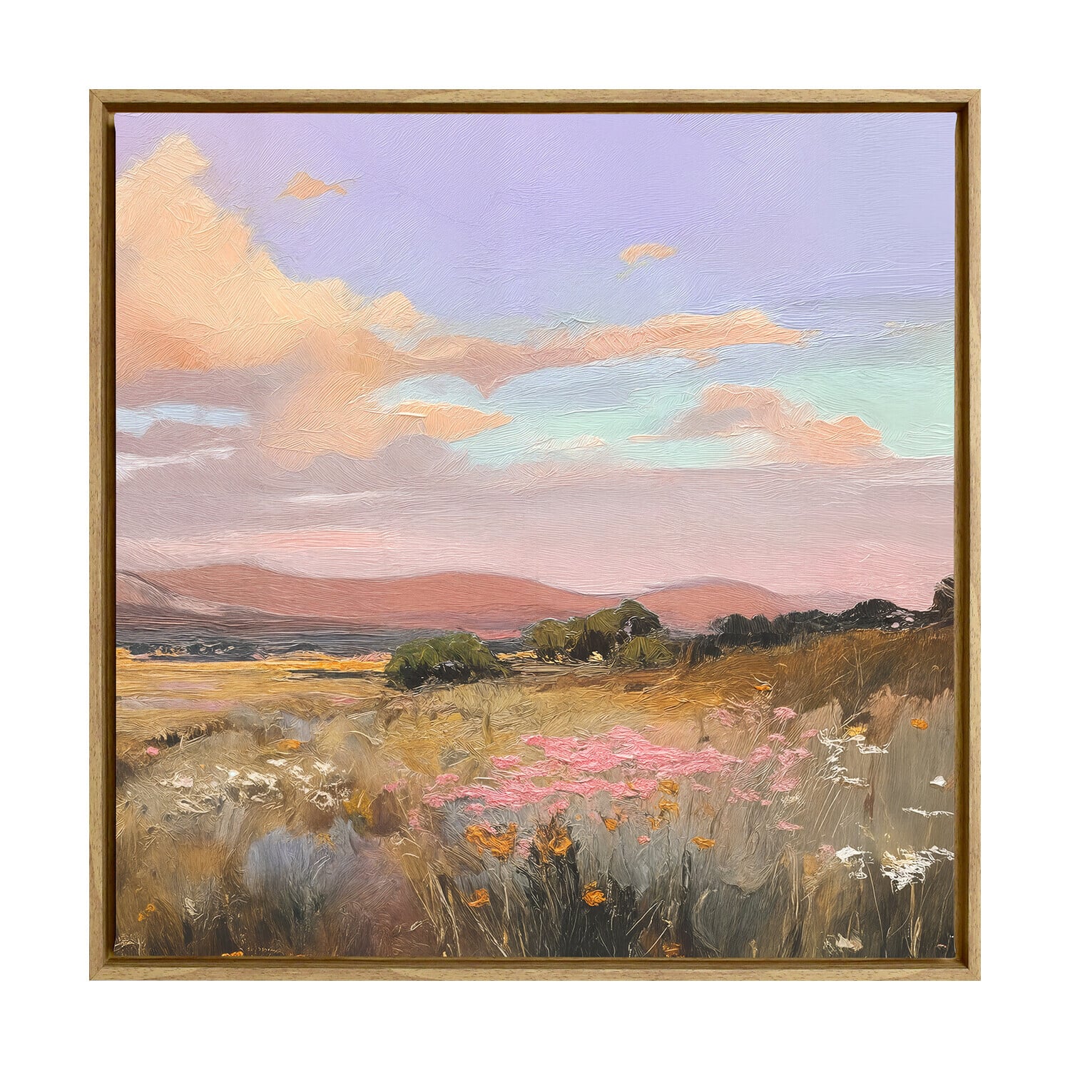 Lavender Skies & Hazy Fields Framed Canvas Wall Art