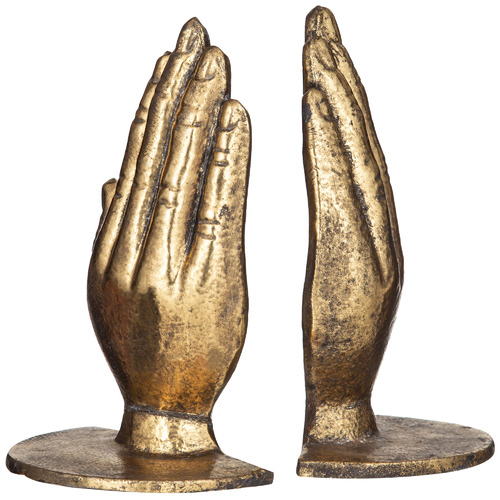 The Home Collective 2 Piece Gold Praying Hands Metal Bookend Set ...