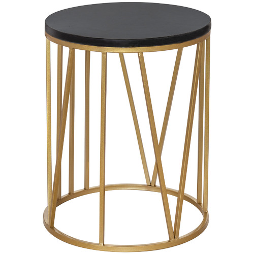 Gold Shelby Marble Top, Black Marble Top Gold Side Table