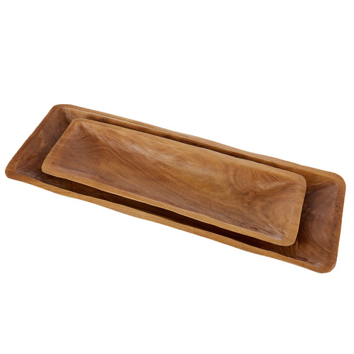 2 Piece Rugga Paulownia Wood Decorative Tray Set
