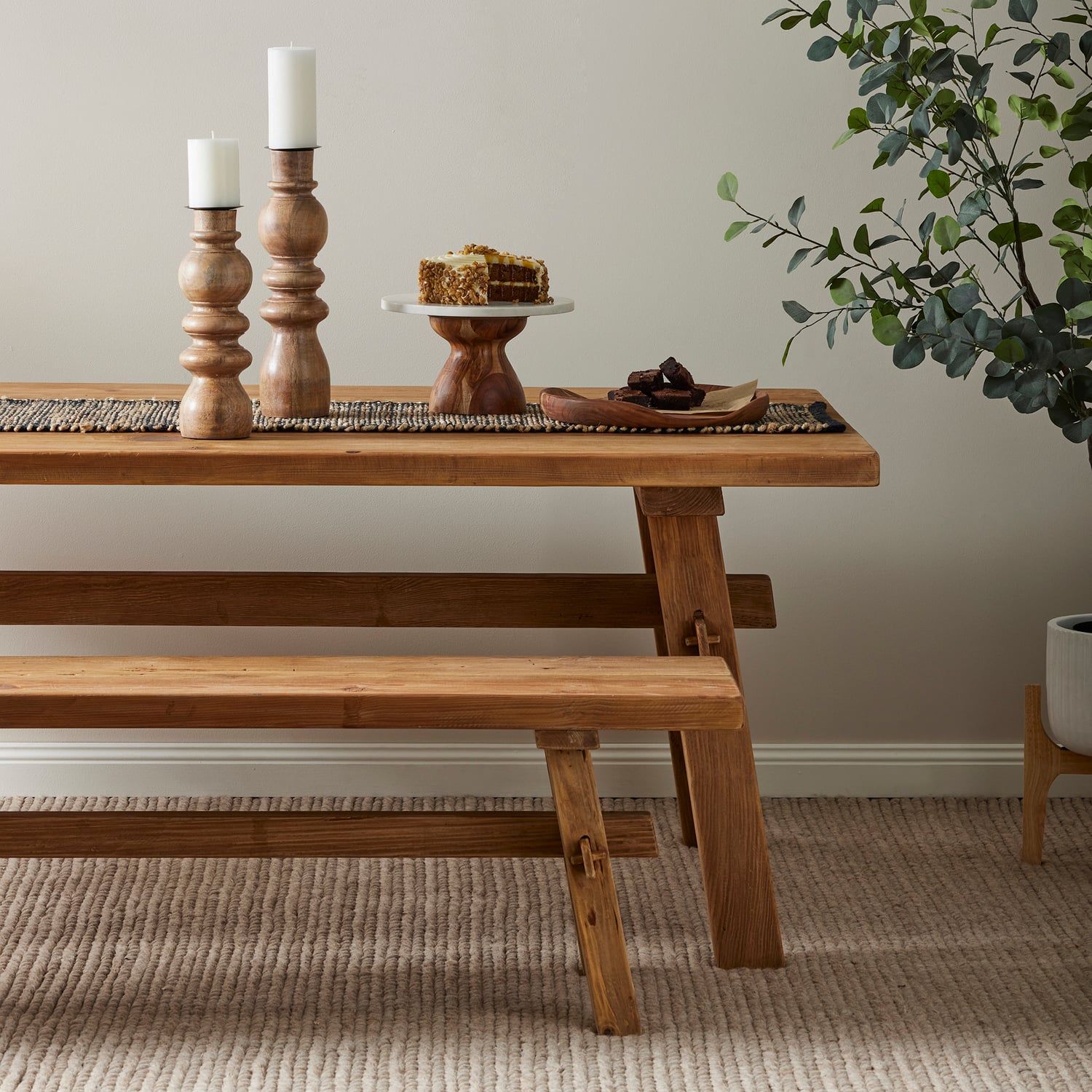 Sadie Pine Wood Dining Bench