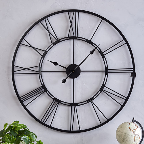 The Home Collective Black Frame Metal Wall Clock | Temple & Webster