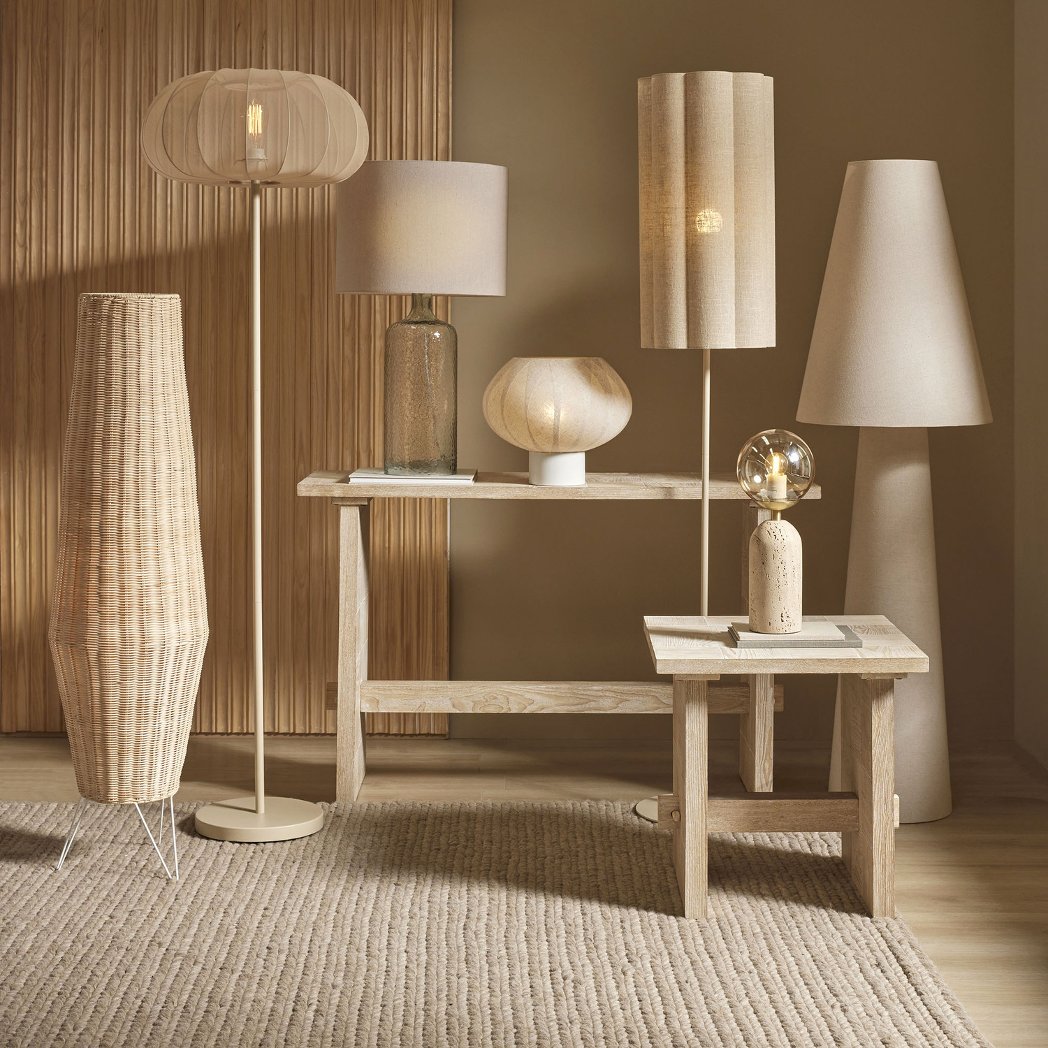 Wayne Tavertine & Glass Table Lamp