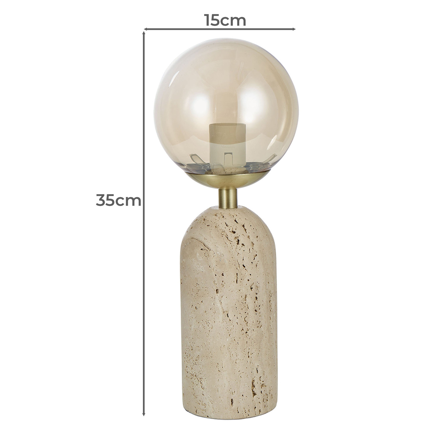Wayne Travertine & Glass Table Lamp
