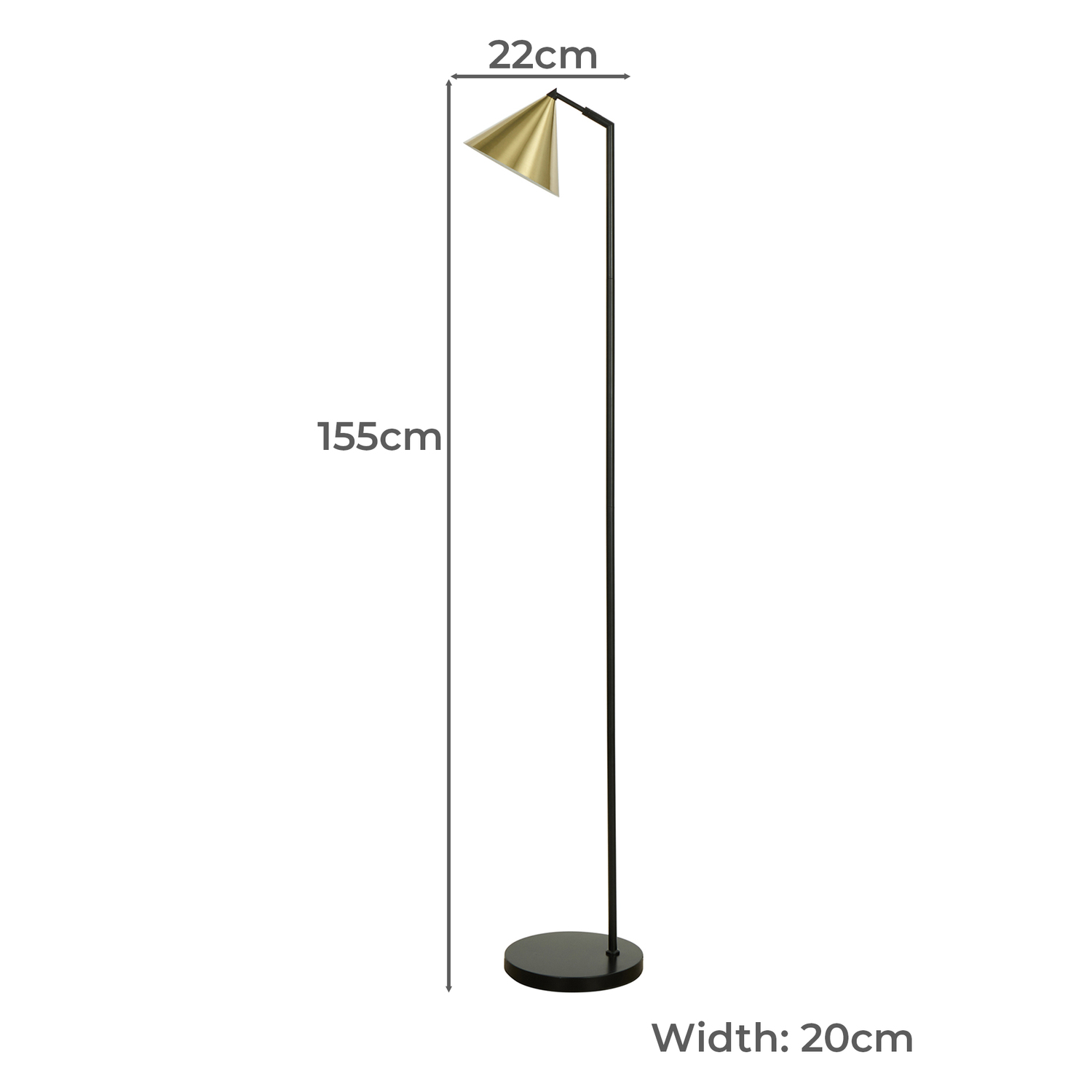 155cm Hopkin Iron & Brass Floor Lamp