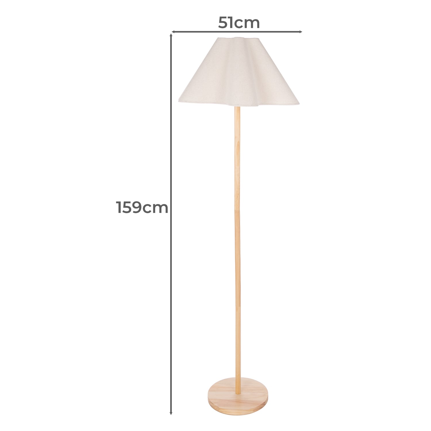 159cm Hughes Pine Wood Floor Lamp