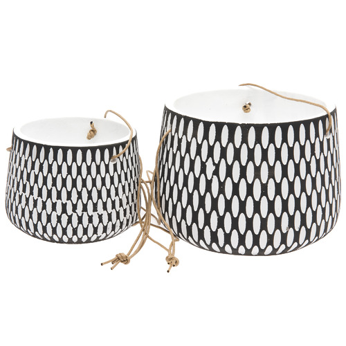 2 Piece Fomesh Ceramic Hanging Planter Set