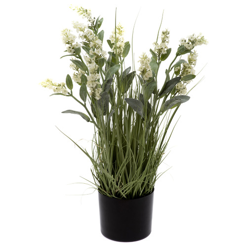 65cm Potted Faux White Lavender Grass