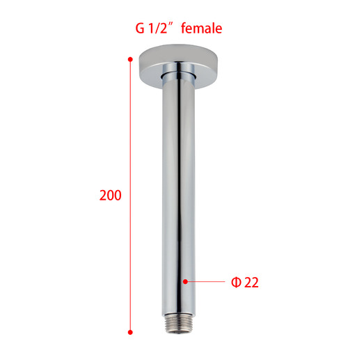 20cm Round Stainless Steel Ceiling Shower Arm
