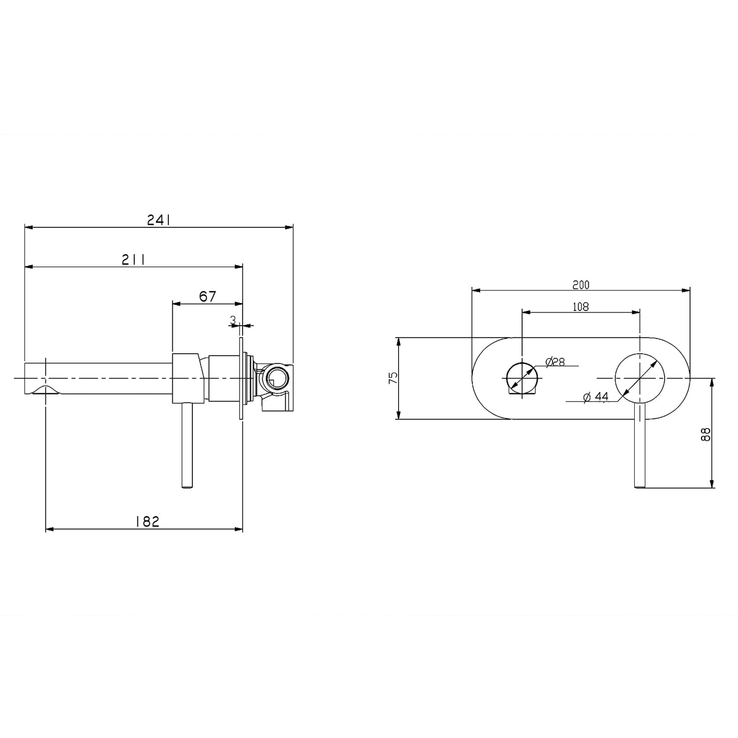Round Euro Bathtub & Basin Wall Mixer with Spout