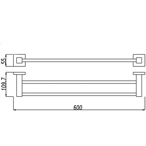 Chrome Gama Stainless Steel Double Bar Towel Rail