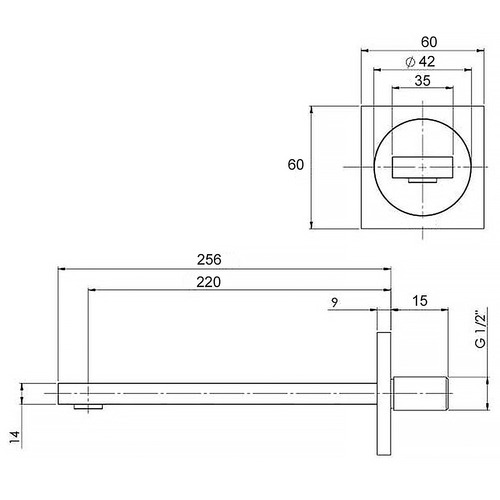 Square 2-in-1 Wall Mounted Bathtub & Basin Spout
